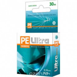 Леска-шнур Aqua Pe Ultra Iсeberg 30м*0.14мм темно-зеленая